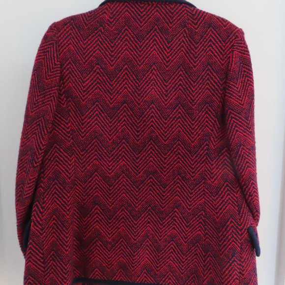 Vintage Greenlea Original Wool Chevron Blue and Red Jacket with Lapels - Picture 5 of 6